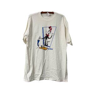 Vintage 1996 Dr Seuss Large Front Graphic White Short Sleeve Tshirt Size XLarge